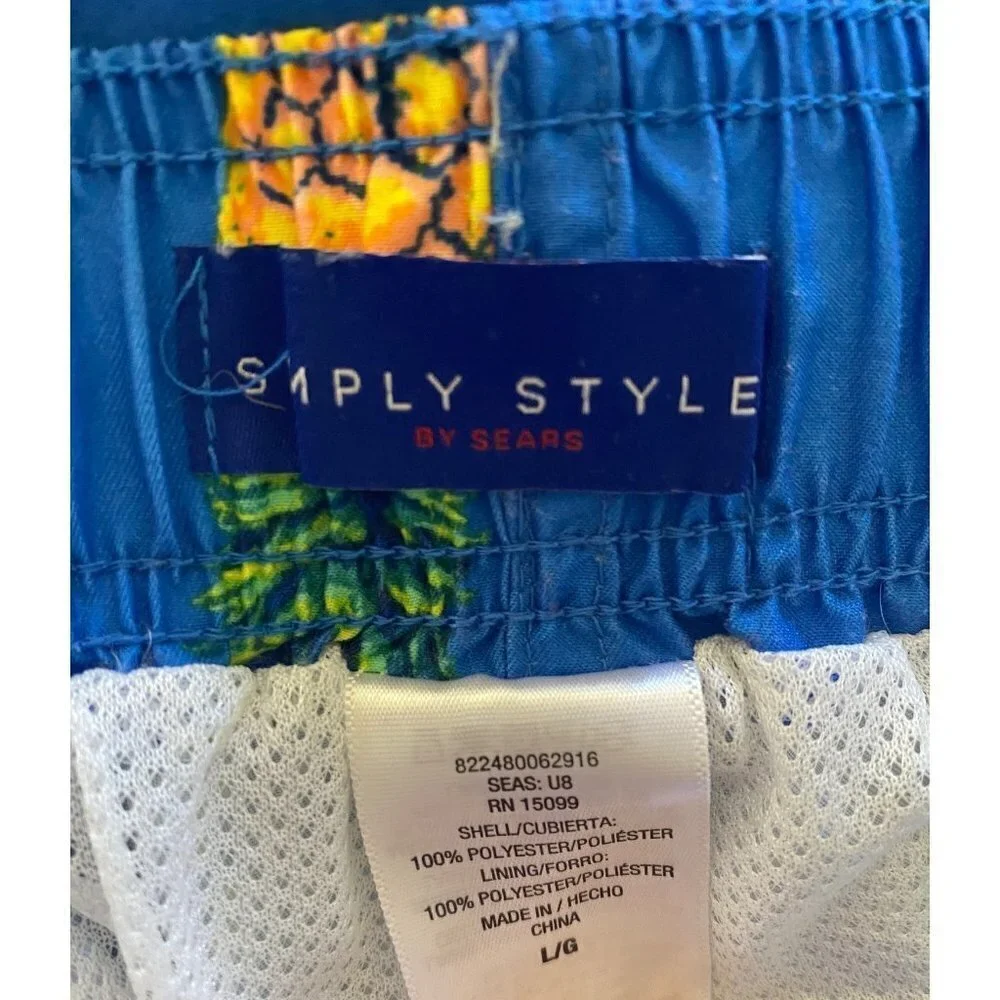 Simply Style by Sears Hawaiian Tropical Swimming Trunks, Size Large